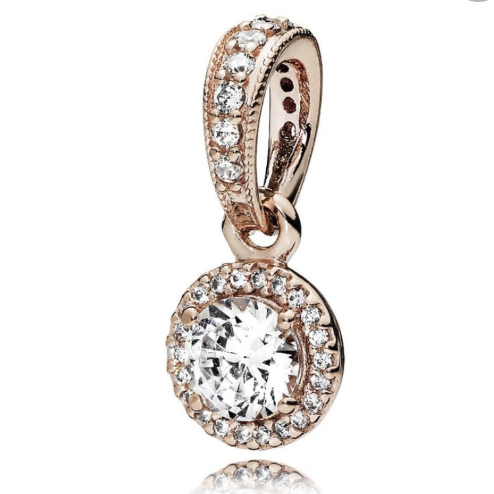 Pandora Necklace with round sparkle Halo pendant
